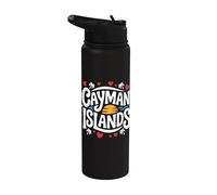Islas Caimán Souvenirs Tropical Beach Vacaciones familiares Stainless Steel Insulated Water Bottle