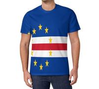 Islas De Cabo Verde Flag Patrióticas para Hombre - Bandera De Islas De Cabo Verde, Camiseta De Verano con Cuello Redondo, Vintage, Patriótico Camiseta Unisex - Isole Di Capo Verde - S