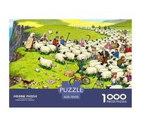 Islas Feroe ovejas acantilado Puzzle De Madera Impermeable Puzzles De 1000 Piezas para Adultos Colorido Rompecabezas Juegos Desafiantes