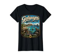 Islas Galápagos Ecuador Vintage Wildlife Travel Camiseta gráfica económica, Mujer, Negro, XS