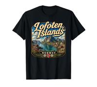 Islas Lofoten Noruega Home Lofoten Viajes Noruega Aventura Camiseta gráfica económica, Hombre, Negro, XL