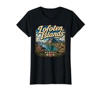 Islas Lofoten Noruega Home Lofoten Viajes Noruega Aventura Camiseta gráfica económica, Mujer, Negro, S