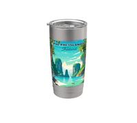 Islas Phi Phi Tailandia Vintage Vaso térmico de acero inoxidable de doble pared