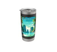 Islas Phi Phi Tailandia Vintage Vaso térmico de acero inoxidable de doble pared