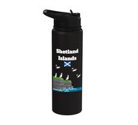 Islas Shetland Puffin Colony on Sea Cliffs Viaje a Escocia Stainless Steel Insulated Water Bottle