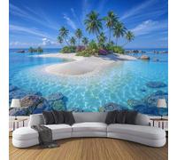 islas tropicales Playa Palmera 3D Silk Wall Mural Foto Wallpaper, Premium Art Print Decoración para Sala de Estar, Dormitorio Infantil y Interiores del Hogar - 250x175cm
