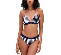 iSLASISIA Conjunto de Bikini Mujer Push Up Traje de Baño para Mujer Cuello en V Acolchado Bra Bañadores Mujer Dos Piezas Cintura Alta (Rayas Azules,EU42)