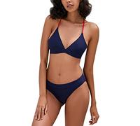 iSLASISIA Conjunto de Bikini Mujer Push Up Traje de Baño para Mujer Cuello en V Acolchado Bra Bañadores Mujer Dos Piezas Cintura Alta (Azul Marino,EU40)