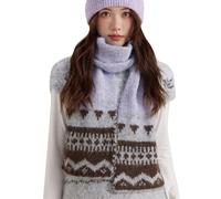 Isle - Bufanda de punto para mujer, bufanda de invierno con un fuerte resplandor, colores contrastados, versátil, cálida y acogedora bufanda gruesa para mujer, morado, Talla única