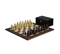 Isle of Lewis I - Piezas de ajedrez de resina blanca y marrón de 3.5 pulgadas con tablero de ajedrez Macassar de 20 pulgadas