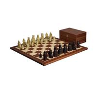 Isle of Lewis I - Piezas de ajedrez de resina marfil y marrón de 3.5 pulgadas con tablero de ajedrez de caoba de 20 pulgadas