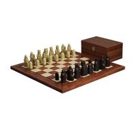 Isle of Lewis - Juego de ajedrez con II piezas de ajedrez de resina marfil y marrón de 3.5 pulgadas con tablero de ajedrez de palisandro de 20 pulgadas