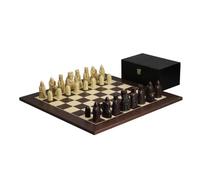 Isle of Lewis - Juego de ajedrez con II piezas de ajedrez de resina marfil y marrón de 3.5 pulgadas y tablero de ajedrez Macassar de 20 pulgadas