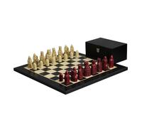 Isle of Lewis - Juego de ajedrez con II piezas de ajedrez de resina marfil y roja de 3.5 pulgadas y tablero de ajedrez negro carbón de 20 pulgadas