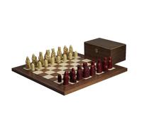 Isle of Lewis - Juego de ajedrez con II piezas de ajedrez de resina marfil y roja de 3.5 pulgadas y tablero de ajedrez de nogal de 20 pulgadas