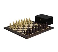 Isle of Lewis - Juego de ajedrez con piezas de ajedrez de resina marfil y marrón de 3.5 pulgadas y tablero de ajedrez de ébano tigre de 20 pulgadas