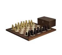 Isle of Lewis - Juego de ajedrez con piezas de ajedrez de resina marfil y marrón de 3.5 pulgadas y tablero de ajedrez de nogal de 20 pulgadas