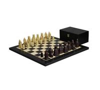 Isle of Lewis - Juego de ajedrez con piezas de ajedrez de resina marfil y marrón de 3.5 pulgadas y tablero de ajedrez negro carbón de 20 pulgadas