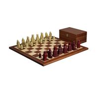 Isle of Lewis - Juego de ajedrez con piezas de ajedrez de resina marfil y roja de 3.5 pulgadas con tablero de ajedrez de caoba de 20 pulgadas