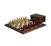 Isle of Lewis - Juego de ajedrez con piezas de ajedrez de resina marfil y roja de 3.5 pulgadas y tablero de ajedrez de nogal de 20 pulgadas