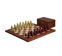 Isle of Lewis - Juego de ajedrez con piezas de ajedrez de resina marfil y roja de 3.5 pulgadas y tablero de ajedrez de palisandro de 20 pulgadas