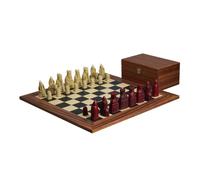 Isle of Lewis - Juego de ajedrez con piezas de ajedrez de resina marfil y roja de 3.5 pulgadas y tablero de ajedrez Palisander de 20 pulgadas