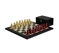 Isle of Lewis - Juego de ajedrez I de resina marfil y rojo, piezas de ajedrez de 3.5 pulgadas y con tablero de ajedrez negro carbón de 20 pulgadas