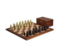 Isle of Lewis - Juego de ajedrez II de resina marfil y marrón, piezas de ajedrez de 3.5 pulgadas con tablero de ajedrez de caoba de 20 pulgadas