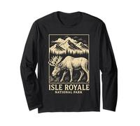 Isle Royale National Park Moose Vintage Viajar Manga Larga