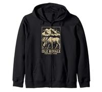 Isle Royale National Park Moose Vintage Viajar Sudadera con Capucha