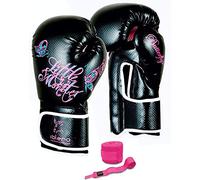 Islero Fitness - Guantes de boxeo de gel rosa para mujer, saco de boxeo, artes marciales mixtas, saco de boxeo, Muay Thai, Kick Boxing, con vendas de boxeo rosas gratis (14 onzas)