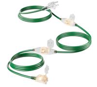 islewire - Cable de extensión para exteriores de 25 pies con múltiples tomas, espaciado uniformemente, 3 salidas con luces indicadoras, resistente a la intemperie 16/3 SJTW para exteriores,
