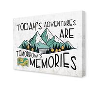 ISMCGPLHPT Camper Van Life Decor, “Today's Adventures Are Tomorrow's Memories” Canvas, Boho Camping Wall-Art for RV, House, Cabin, Gift for Nomads(Framed,08x12inch(20x30cm))