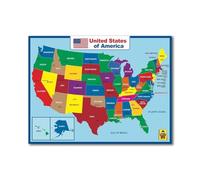 ISMCGPLHPT Teacher's United States Map, Double-Sided Laminated Classroom Poster, Write-On Wipe-Off Geography Tool for Elementary School, Homeschool, Teaching Aid(Framed,12x18inch(30x45cm))