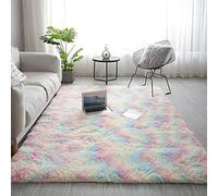 ISMOL Alfombra Suave y mullida para salón, Dormitorio, Oficina, Alfombra Decorativa para Exteriores, Pasillo, Moderna Alfombra Peluda (Iridiscente, 60 x 120 cm)