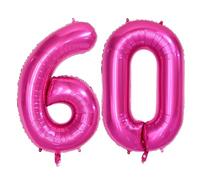 Isndare Globo de Rosa de 40 Pulgadas Número de cumpleaños 60, Globo de lámina de Rosado Enorme XXL, Globo de número de Rosa de Helio de 60 años para cumpleaños de niña, Boda, decoración de Fiesta