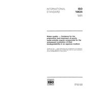 ISO 10634:1995, Water quality - Guidance for the preparation and treatment of poorly water-soluble organic compounds for the subsequent evaluation of their biodegradability in an aqueous medium