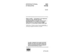 ISO 10708:1997, Water quality - Evaluation in an aqueous medium of the ultimate aerobic biodegradability of organic compounds - Determination of ... demand in a two-phase closed bottle test