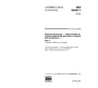 ISO 10767-1:1996, Hydraulic fluid power - Determination of pressure ripple levels generated in systems and components - Part 1: Precision method for pumps