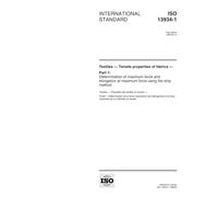 ISO 13934-1:1999, Textiles -- Tensile properties of fabrics -- Part 1: Determination of maximum force and elongation at maximum force using the strip method
