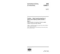 ISO 13935-1:1999, Textiles -- Seam tensile properties of fabrics and made-up textile articles -- Part 1: Determination of maximum force to seam rupture using the strip method