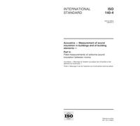 ISO 140-4:1998, Acoustics -- Measurement of sound insulation in buildings and of building elements -- Part 4: Field measurements of airborne sound insulation between rooms