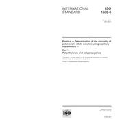 ISO 1628-3:2001, Plastics -- Determination of the viscosity of polymers in dilute solution using capillary viscometers -- Part 3: Polyethylenes and polypropylenes