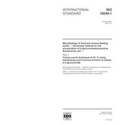 ISO 16649-1:2001, Microbiology of food and animal feeding stuffs -- Horizontal method for the enumeration of beta-glucuronidase-positive Escherichia ... membranes and 5-bromo-4-chloro-3-indolyl beta