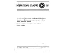ISO 2071:1976, Aluminium oxide primarily used for the production of aluminium -- Determination of zinc content -- Flame atomic absorption method