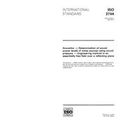 ISO 3744:1994, Acoustics - Determination of sound power levels of noise sources using sound pressure - Engineering method in an essentially free field over a reflecting plane