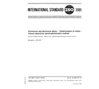 ISO 3981:1977, Aluminium and aluminium alloys - Determination of nickel - Atomic absorption spectrophotometric method