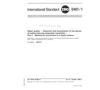 ISO 6461-1:1986, Water quality -- Detection and enumeration of the spores of sulfite-reducing anaerobes (clostridia) -- Part 1 : Method by enrichment in a liquid medium