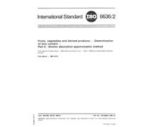 ISO 6636-2:1981, Fruits, vegetables and derived products -- Determination of zinc content -- Part 2: Atomic absorption spectrometric method