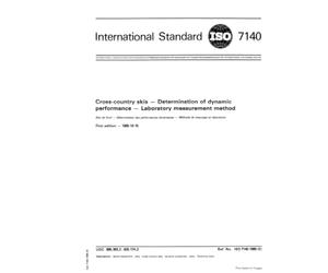 ISO 7140:1985, Cross-country skis -- Determination of dynamic performance -- Laboratory measurement method